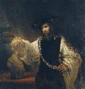 Rembrandt van rijn Aristotle Contemplating a Bust of Homer oil